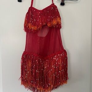 1 piece red dance costume